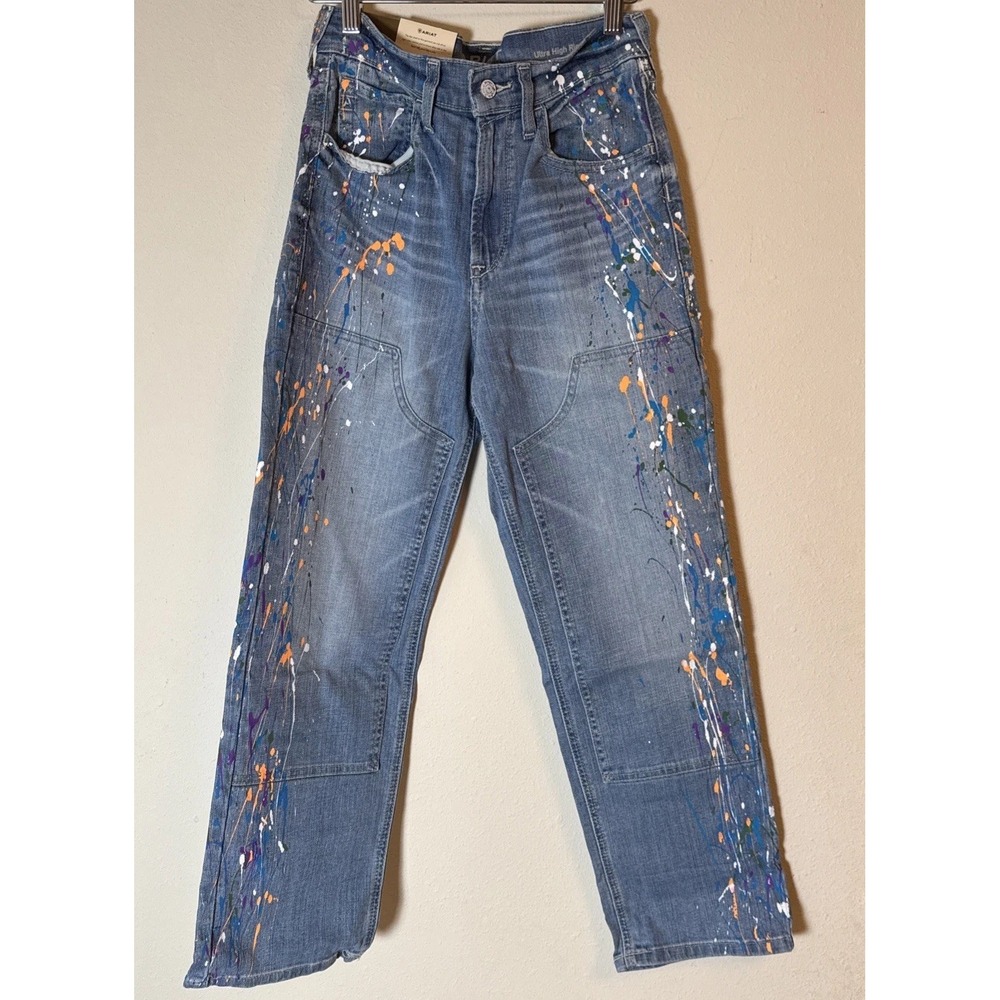 Ariat women's 26 regular relaxed straight leg jeans distressed Paint Drips NWT